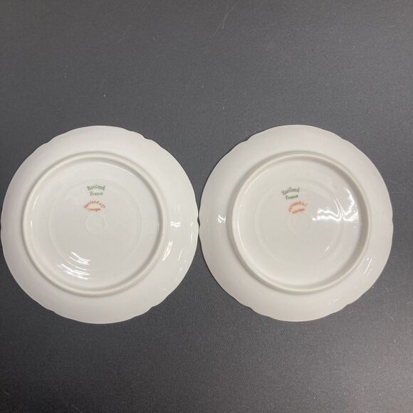 Set of 2 1900's Antique Haviland Limoges France Saucers Pink Yellow Flower Tea - Picture 7 of 11